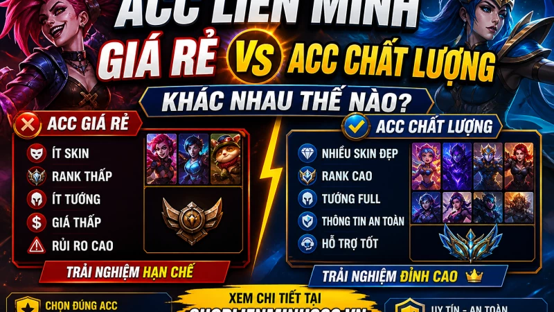 Acc Liên Minh giá rẻ và acc chất lượng khác nhau thế nào?