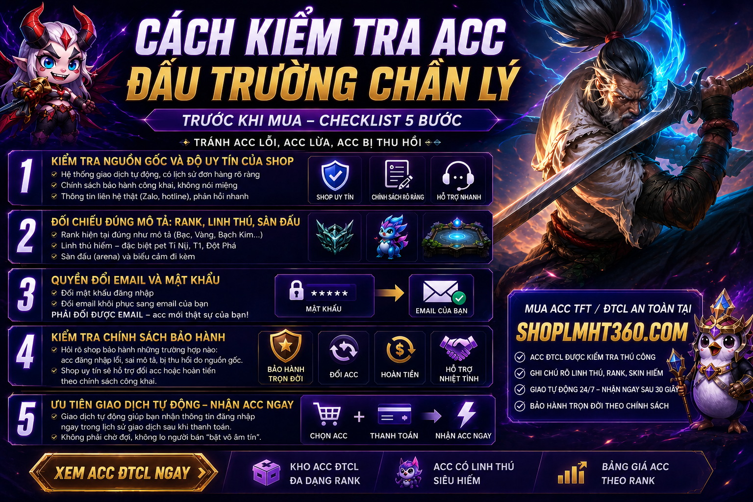 Cách Kiểm Tra Acc Đấu Trường Chân Lý Trước Khi Mua – Checklist Tránh Acc Lỗi, Acc Lừa