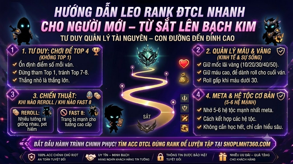 Cách Leo Rank ĐTCL Nhanh Cho Người Mới – Từ Sắt Lên Bạch Kim