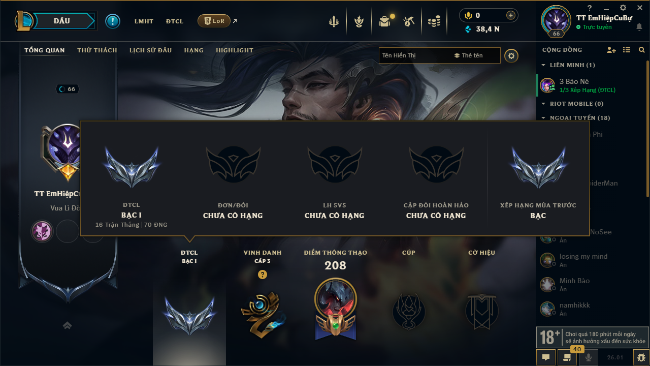 Ahri Chiêu Hồn Thiên Hồ Tí Nị
Yasuo Ma Kiếm Đột Phá - Acc Đấu Trường Chân Lý #12713