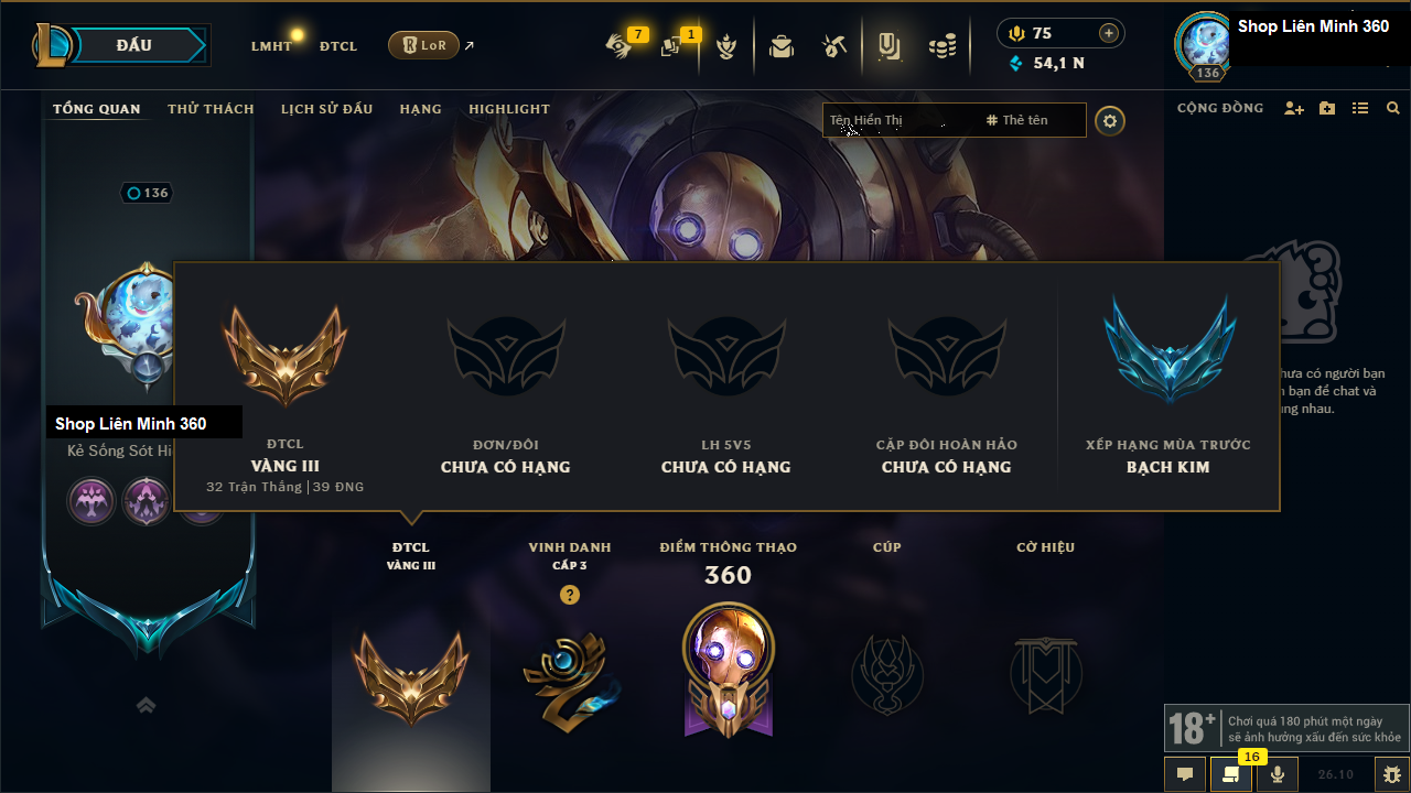 Lee Sin Long Cước Tí Nị
Orianna Trán Hoa Linh Ngọc Tí Nị - Acc Đấu Trường Chân Lý #14564